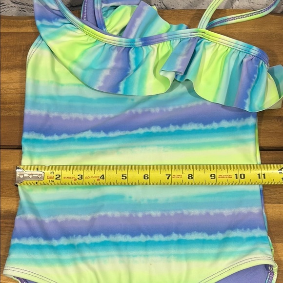 Kids Swim One Piece - Blue and Green Striped - Picture 4 of 7